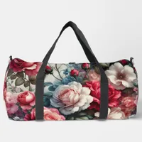 Timeless Rose Floral Charm Duffle Bag