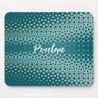 Blue on Blue Abstract White Monogram Mouse Pad