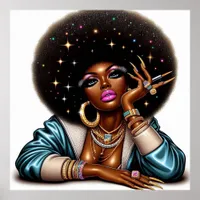 Vibrant Empowered Afrocentric Urban Hip Hop Woman Poster