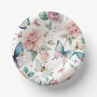 Butterflies and Roses Paper Plate Paper Bowls