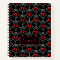 Personalized Red Goth Heart Notebook