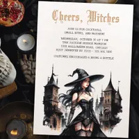 Gothic Cheers Witches Adult Girls Night Halloween  Invitation