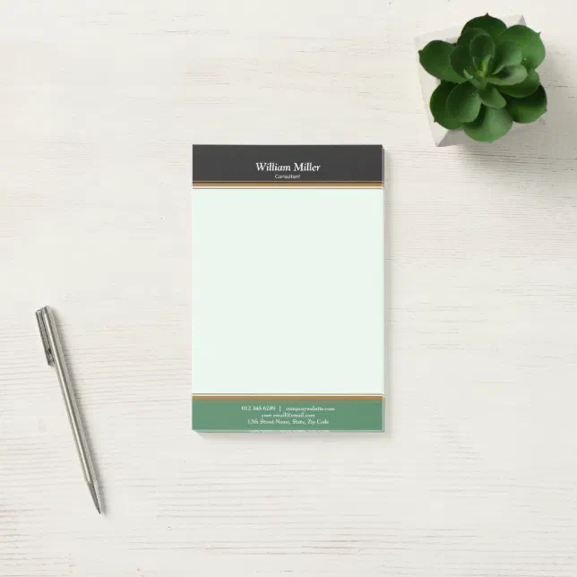 Modern Minimalist Black Green Stripes Post-it Notes