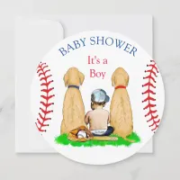 Boy's Baseball Themed Baby Shower 2 Labs and Baby Invitation