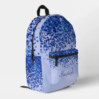 Simple Blue Brushed Metal and Glitter Monogram | Printed Backpack