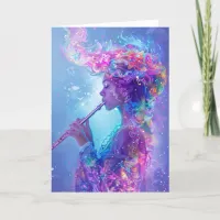 *~* Magical Flute Woman Spiritual SC4 Blank Thank You Card