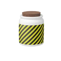 Thin Black and Yellow Diagonal Stripes Candy Jar