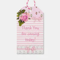 Thank you for Coming Vintage Rose  Baby Gift Tag