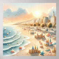 Pastel Beach Nursery Poster