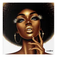 Melanin Queen with Afro Hair and Gold Accents Acrylic Print