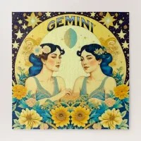 Vintage Horoscope Sign Gemini Twins Celestial Jigsaw Puzzle