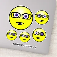 Nerd Geek Emoji Yellow Face Collection Add Name 8" Sticker