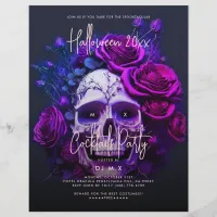 Adult Halloween Birthday Party Skull Purple Blue   Flyer