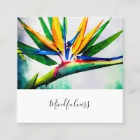 *~*  Watercolor AP10 Flower Bird of Paradise QR 23 Square Business Card