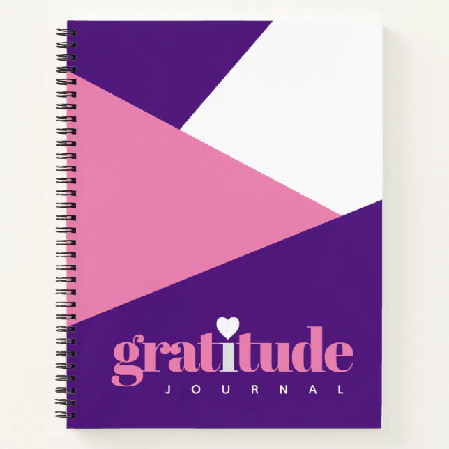 Bold Heart Purple Pink Gratitude Affirmations Notebook