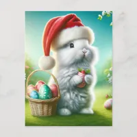 Christmas Easter Rabbit Postcard