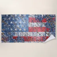 *~* Leopard  Glitter Grunge American USA Flag AP27 Beach Towel