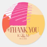 Color Block Wedding Thank You Summer ID740 Classic Round Sticker