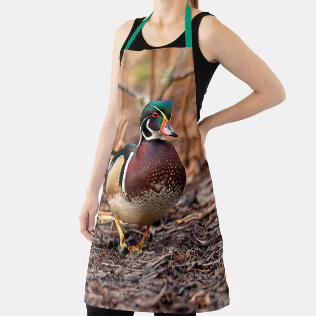 Beautiful Male Wood Duck in the Woods Apron