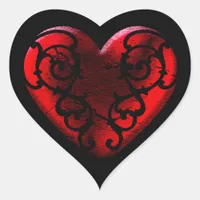 Filigree Goth Red Heart Heart Sticker