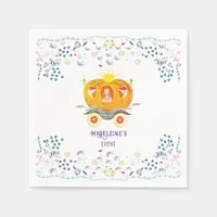 Pumpkin Princess Carriage Wildflowers Birthday Napkins