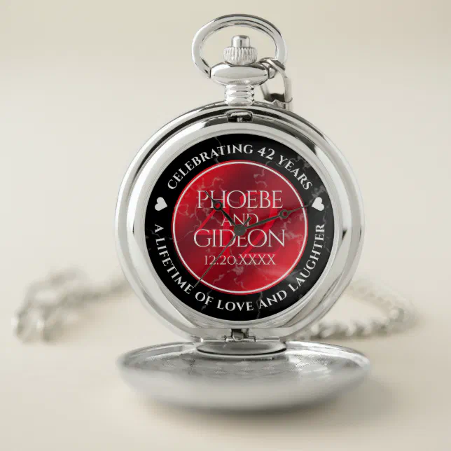 Elegant 42nd Jasper Wedding Anniversary Pocket Watch