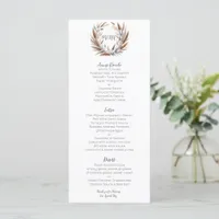 Rustic Pampas Coastal Beach Wedding  Menu