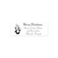 Cute Christmas Penguin Address Label Self-inking Stamp