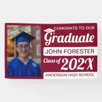 3' x 5' Red & White Congrats Graduate with Photo Banner