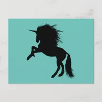 Proud Black Unicorn Silhouette Fantasy Animal, ZKA Postcard