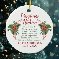 Christmas In Heaven Poem Memorial Photo Holiday Ceramic Ornament