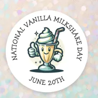 National Vanilla Milkshake Day June 20th  Classic Round Sticker