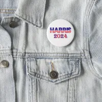 Harris 2024 President Democrat USA Flag Text Badge Button