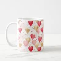 Valentine's Pink Red and Gold Heart Balloons  Coffee Mug