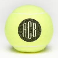 Black and White Simple Three Letter Monogram Tennis Balls