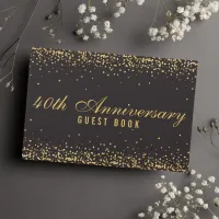 40th Anniversary Black Gold Confetti Elegant Guest Book