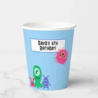 Fun Personalized Monster Cartoon Birthday Paper Cups