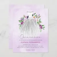 Budget Purple Gold Dress Quincea&#241;era Invitation