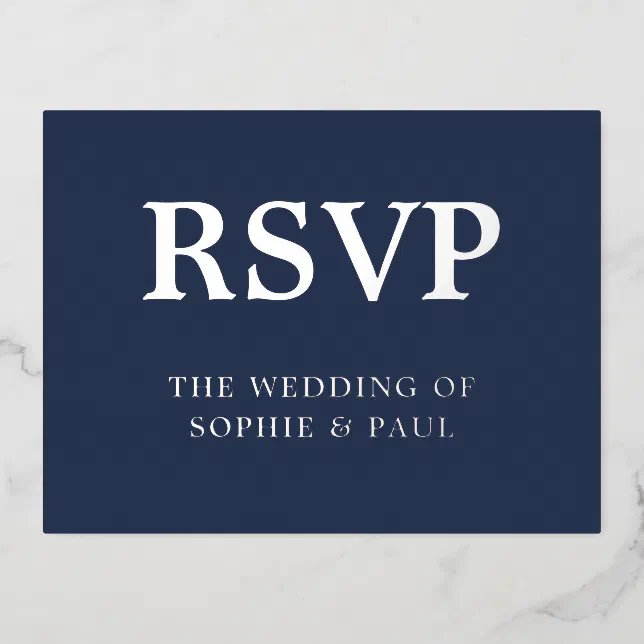 Song Choice Navy Blue Classic Foil RSVP Card