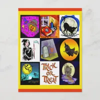 Halloween Cartoon Montage Postcard