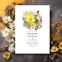 Lemon Yellow, Stormy Gray and Light Gray Wedding Invitation