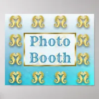 Wedding Sign Photo Booth Oceanic Aqua Blue & Gold