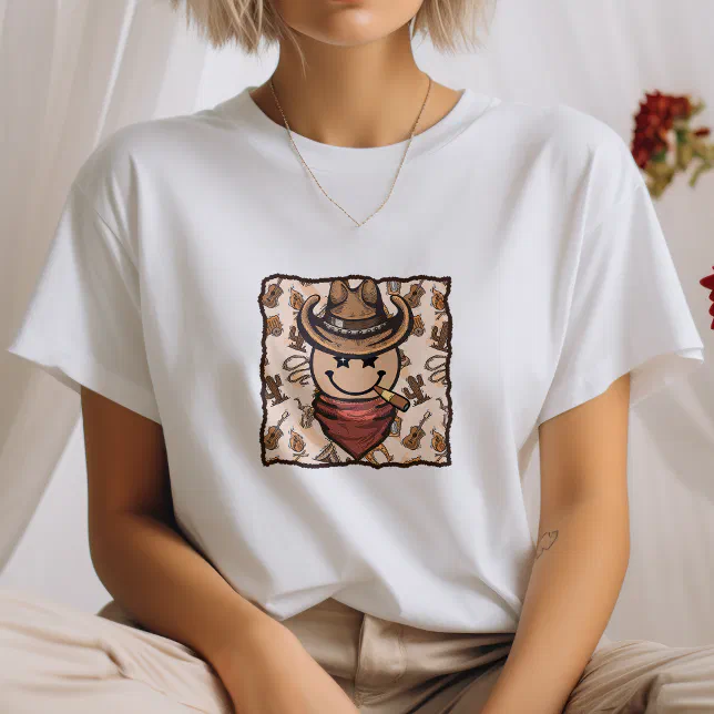 Cowboy Smiley Face Cigarette T-Shirt