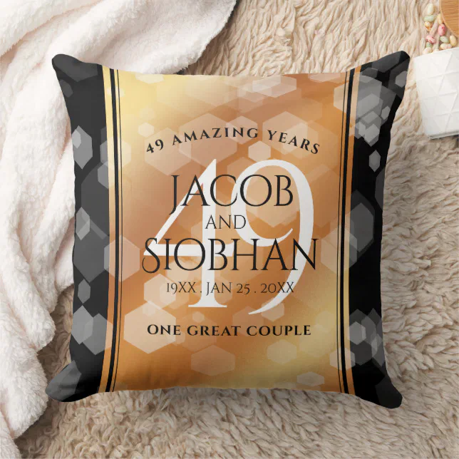 Elegant 49th Copper Wedding Anniversary Throw Pillow