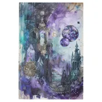 *~* Futuristic Sci-Fi  SC3 Crystals Purple Planets Metal Print