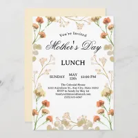 Dainty Wildflowers White Mother's Day Lunch Invitation