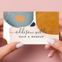 Modern Abstract Circle Gold Confetti Blush Navy Business Card