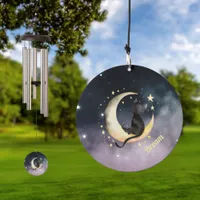 Cute Cartoon Cat on Moon Wind Chime