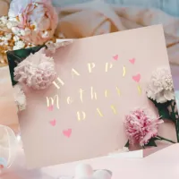 Pink Modern Mother's Day Foil Holiday Postcard