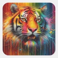 A Colorful Tiger Square Sticker